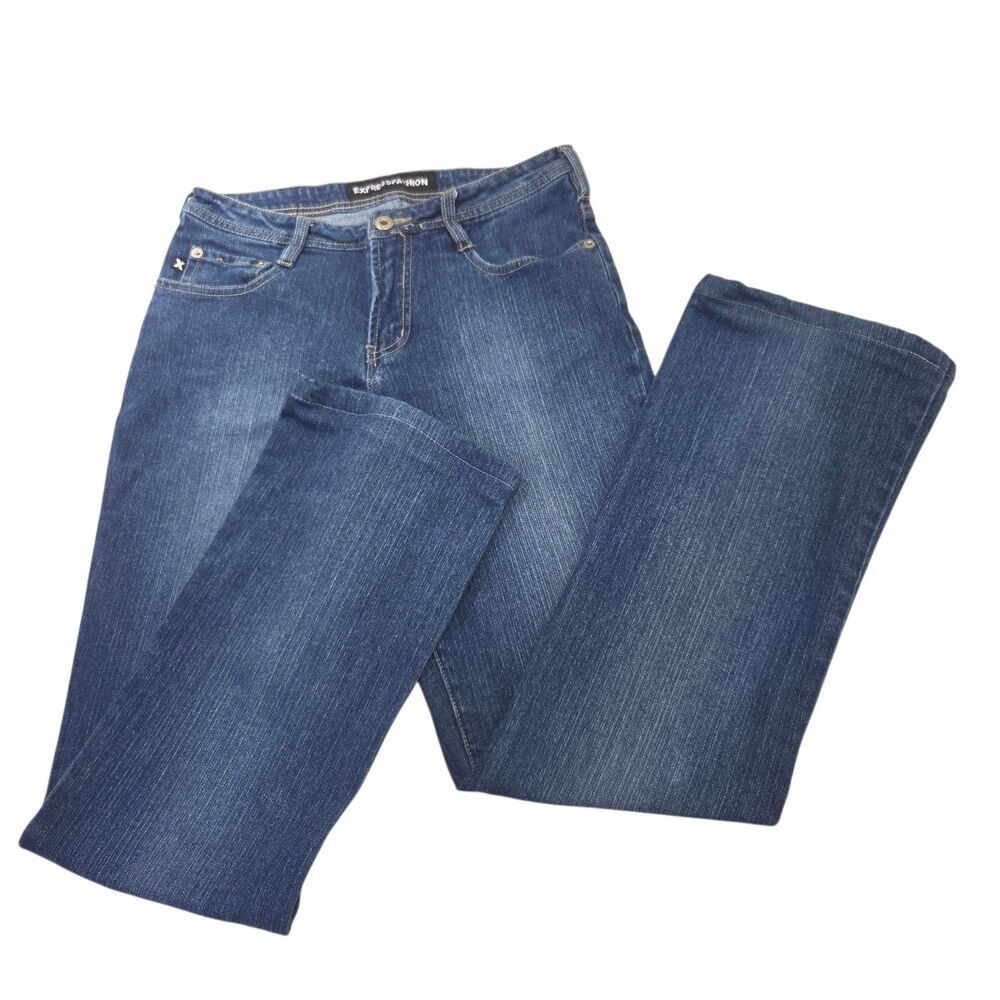 Express Fashion Stretch‎ Denim Blue Jeans Fit And Flare Size 5/6R 28in Inseam